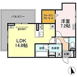 セレスティア長良 イースト 1LDKの間取図画像