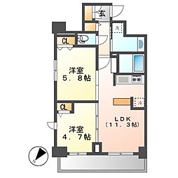 S-RESIDENCEAOI2 2LDKの間取図画像
