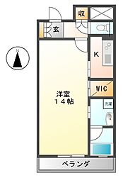 プライムメゾン東桜 1Kの間取図画像