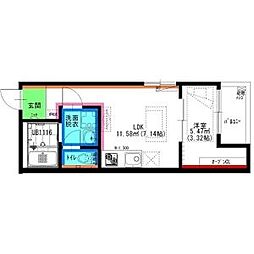 名古屋市北区清水5丁目アパート 1DKの間取図画像