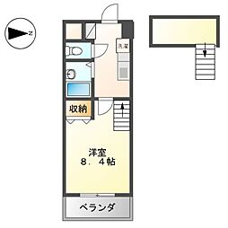 現代ハウス新栄 1Kの間取図画像