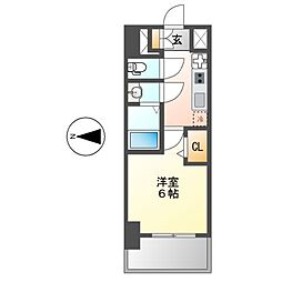 ディアレイシャス名古屋大須通 1Kの間取図画像