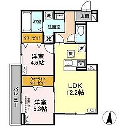 ルヴィータ大秋 2LDKの間取図画像