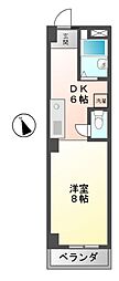 ハウス10.8筒井 1DKの間取図画像