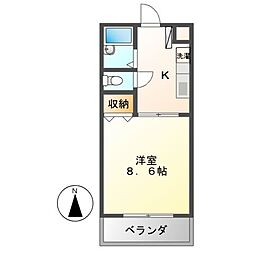 サンシャイン上前津 1Kの間取図画像