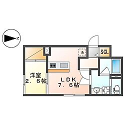 CELENEST浄心 1DKの間取図画像