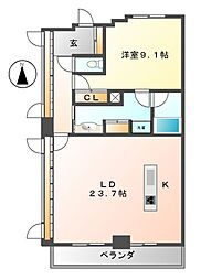 アプリーレ久屋大通公園 1LDKの間取図画像