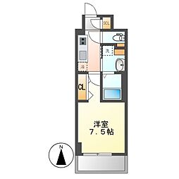 プレイズシード浅間町 1Kの間取図画像