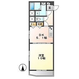 ノールルミエール黒川 1DKの間取図画像
