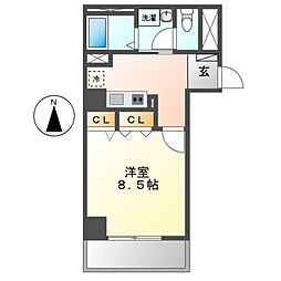 クラウザン徳川 1Kの間取図画像
