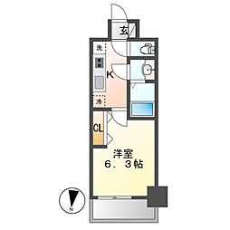 メイクス矢場町2 1Kの間取図画像
