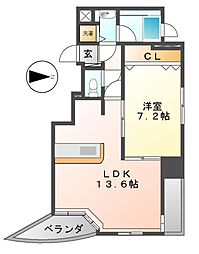 プロシード金山2 1LDKの間取図画像