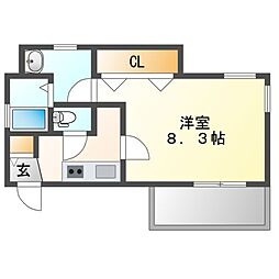 KSmart今池 1Kの間取図画像