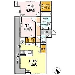 名古屋市中川区荒江町アパート 2LDKの間取図画像