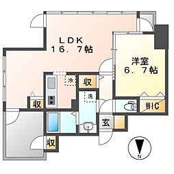 プレミアムコート葵 1LDKの間取図画像