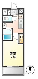 パークフラッツ金山 1Kの間取図画像
