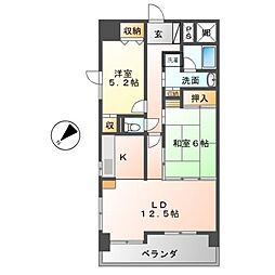 アピエス露橋 2LDKの間取図画像