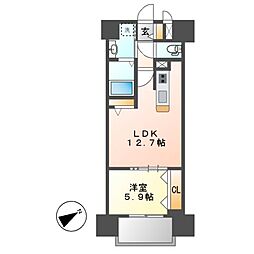 ザ・シンフォニア新栄 1LDKの間取図画像