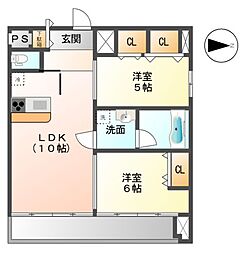 プレサンス錦プレミアム 2LDKの間取図画像