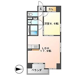 グラマシー白川公園 1LDKの間取図画像