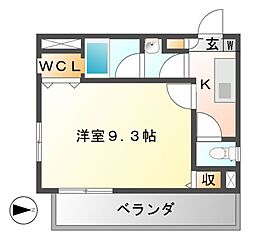 レーヴェスト志賀本通 1Kの間取図画像