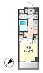 パルティール鶴舞 1Kの間取図画像