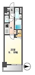 トレヴィ高岳 1Kの間取図画像