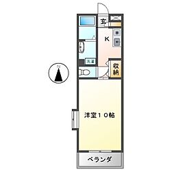 アーバン東山 1Kの間取図画像