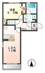 ル・ショコラ 1LDKの間取図画像