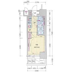 プレリス太閤通セルシア 1Kの間取図画像