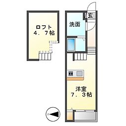 グローバルスタンス 1Kの間取図画像