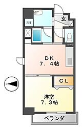 稲垣ビル栄ディアコート白川 1DKの間取図画像