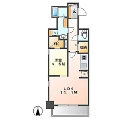 パークアクシス名古屋山王 1LDKの間取図画像
