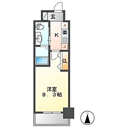パークアクシス名古屋山王 1Kの間取図画像
