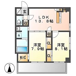 さくらヒルズニシキプラチナムレジデンス 2LDKの間取図画像