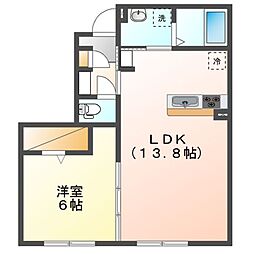名古屋市昭和区山脇町3丁目アパート 1LDKの間取図画像