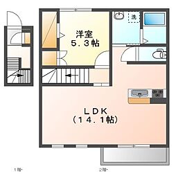 名古屋市昭和区山脇町3丁目アパート 1LDKの間取図画像