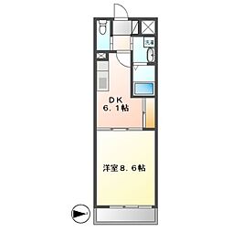 グラマシー白川公園 1DKの間取図画像
