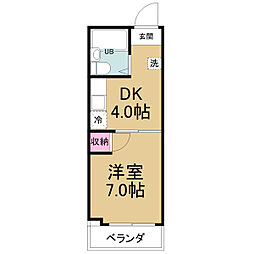 グリーンハイツ今池 1DKの間取図画像