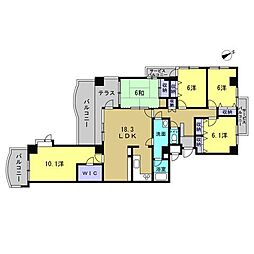 ヒルズ梅ケ台 5LDKの間取図画像