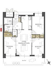 サンシティ大洲通 3LDKの間取図画像