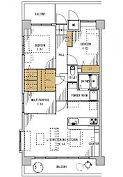 アスティア東山本 2SLDKの間取図画像