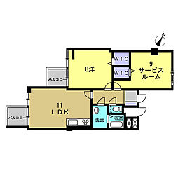 宇品シーサイドマンション 2LDKの間取図画像