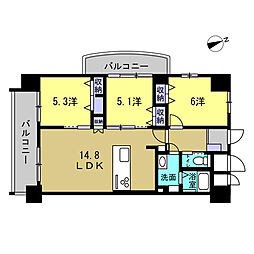 サニーハイム舟入 3LDKの間取図画像