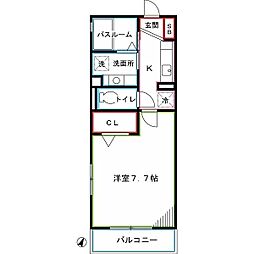 西武新宿線 上井草駅 徒歩10分の賃貸アパート 2階1Kの間取り