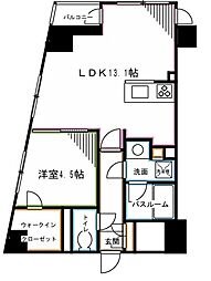 レジディア高円寺 1LDKの間取図画像