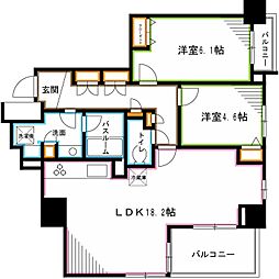エミリブ鷺ノ宮 2LDKの間取図画像