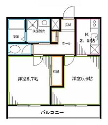 メゾンドール永塚 1DKの間取図画像