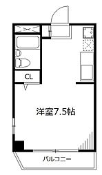 シャトー平正 ワンルームの間取図画像