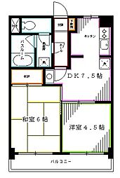 サンローゼ津田 2DKの間取図画像